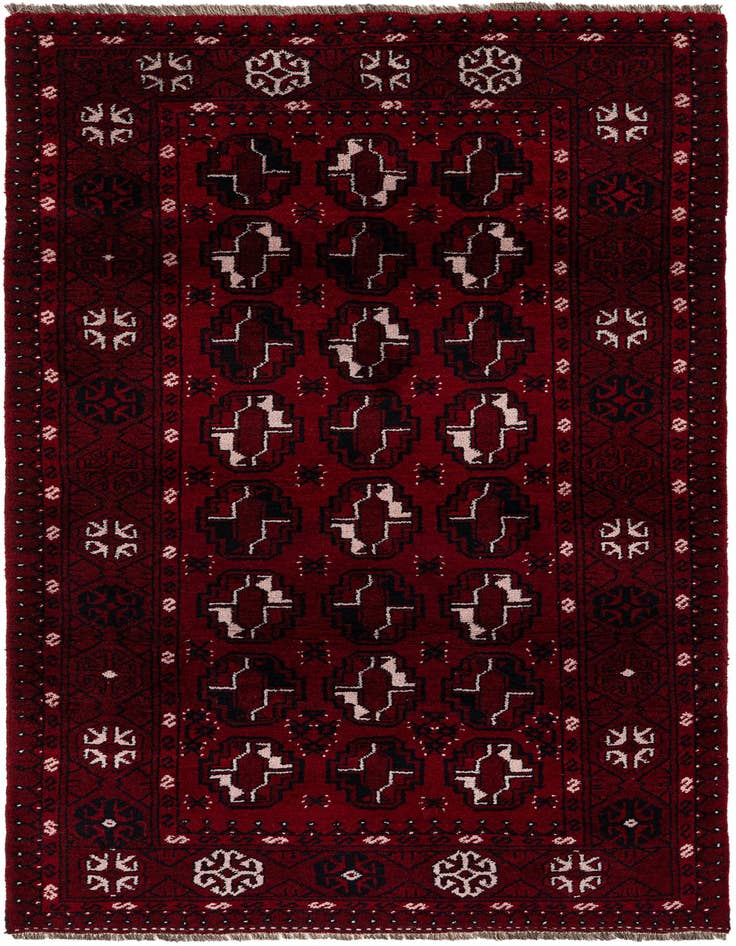 Detail image of 3' 9 x 6' 7 Hand Knotted Afghan Akhche Wool Rug