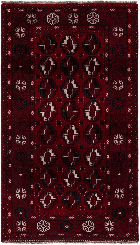 Detail image of 3' 9 x 6' 7 Hand Knotted Afghan Akhche Wool Rug