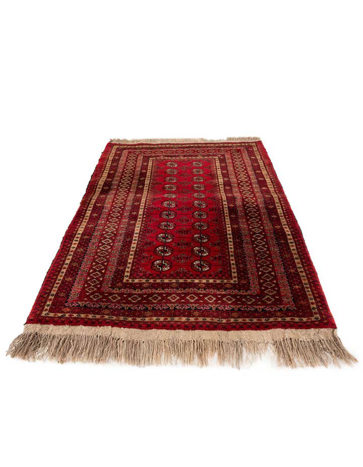 3' 7 x 5' 11 Hand Knotted Afghan Akhche Wool Rug