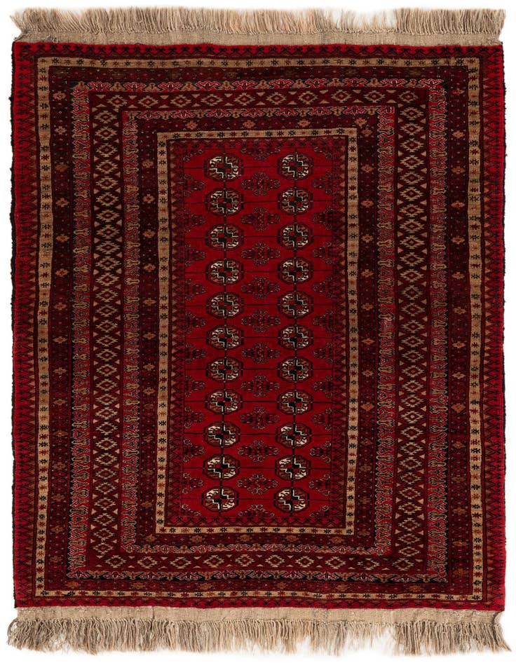 Detail image of 3' 7 x 5' 11 Hand Knotted Afghan Akhche Wool Rug