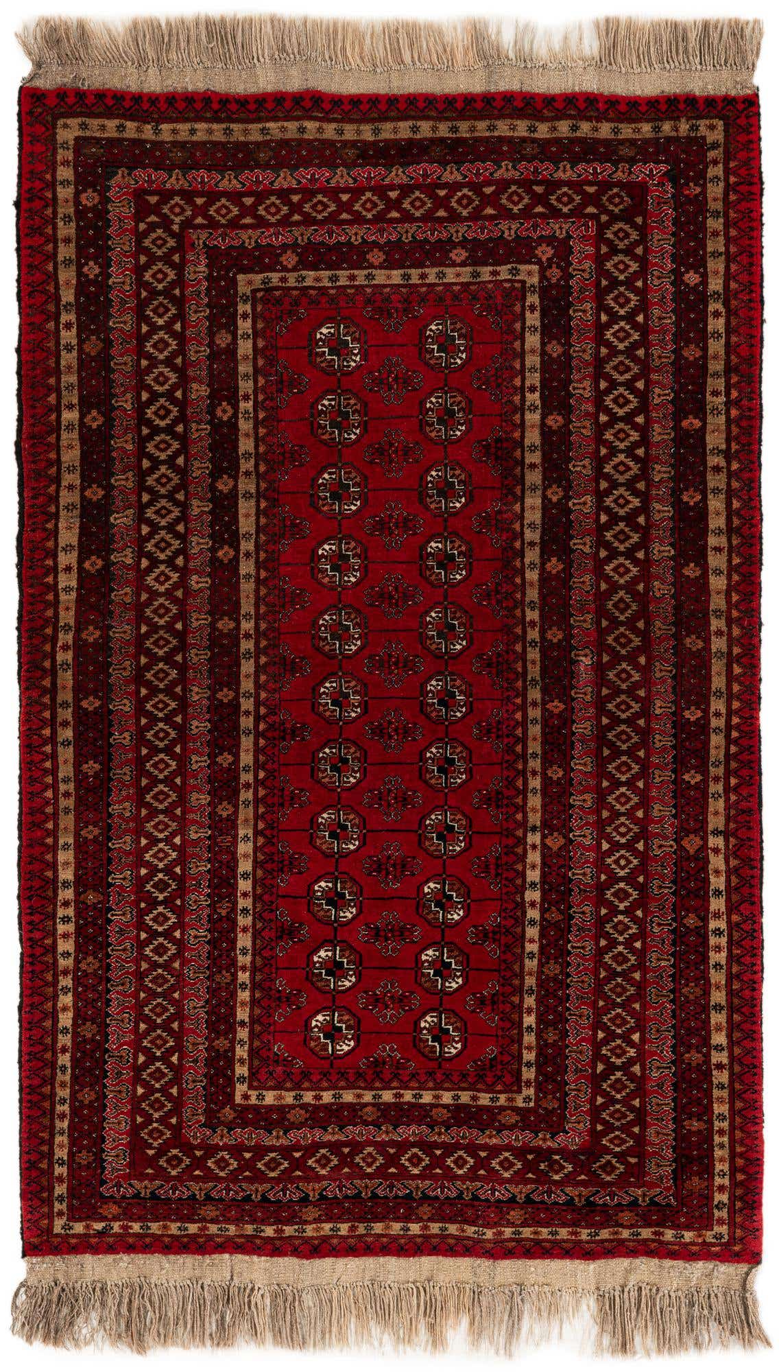 3' 7 x 5' 11 Hand Knotted Afghan Akhche Wool Rug