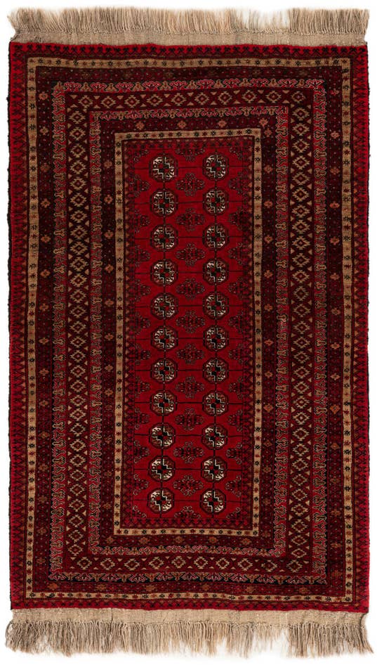 Detail image of 3' 7 x 5' 11 Hand Knotted Afghan Akhche Wool Rug
