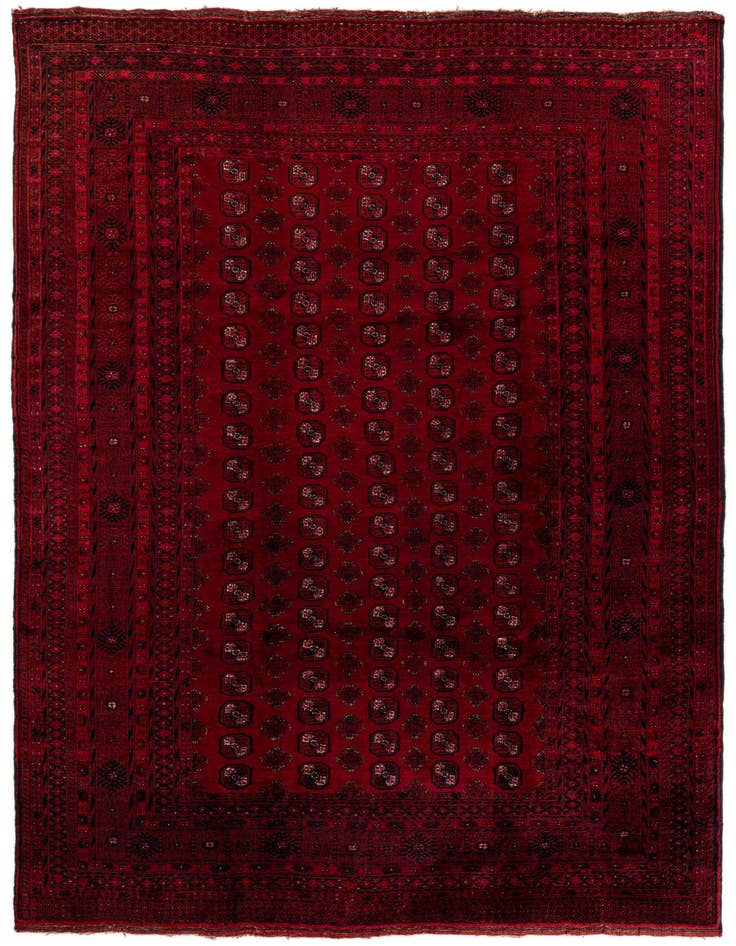 Detail image of 8' x 12' 5 Hand Knotted Afghan Akhche Wool Rug
