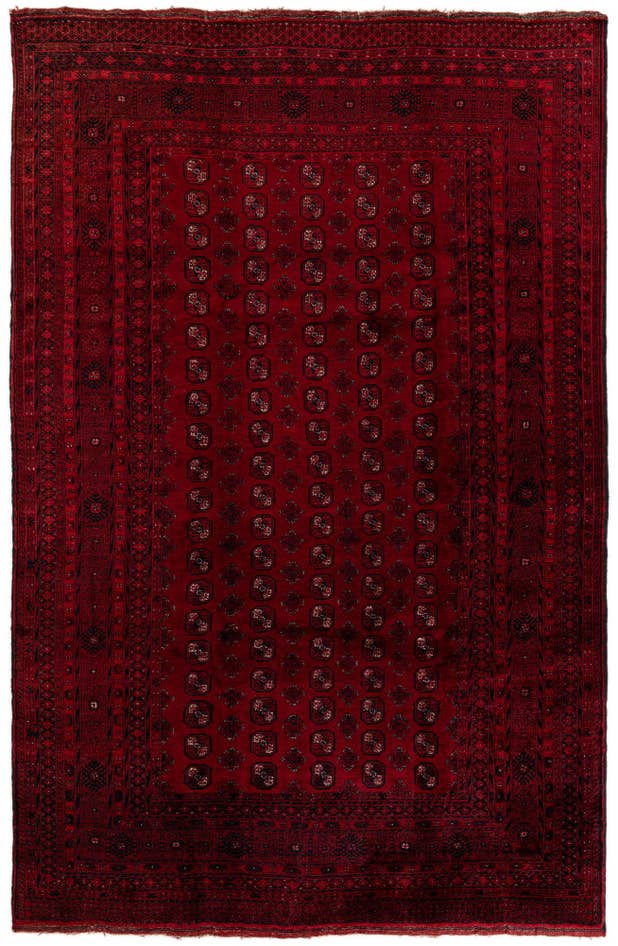 Detail image of 8' x 12' 5 Hand Knotted Afghan Akhche Wool Rug