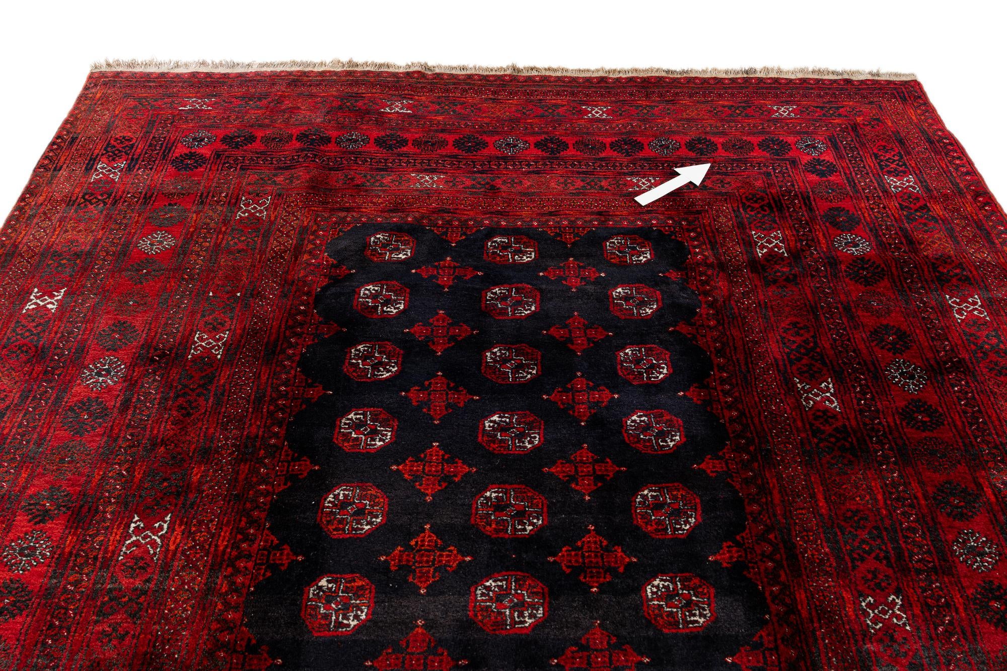 7' 11 x 9' 9 Hand Knotted Afghan Akhche Wool Rug
