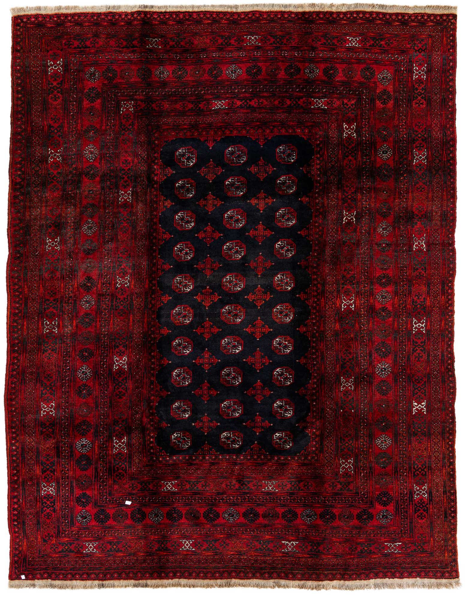 7' 11 x 9' 9 Hand Knotted Afghan Akhche Wool Rug