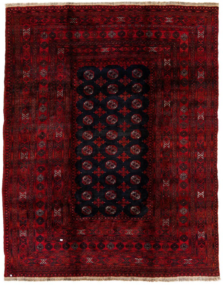 Detail image of 7' 11 x 9' 9 Hand Knotted Afghan Akhche Wool Rug