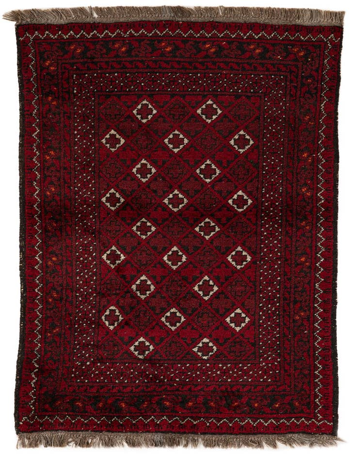 Detail image of 2' 6 x 4' 11 Hand Knotted Afghan Akhche Wool Rug