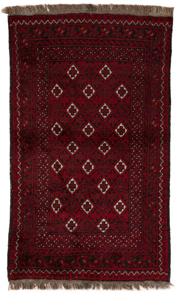 Detail image of 2' 6 x 4' 11 Hand Knotted Afghan Akhche Wool Rug