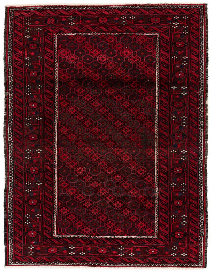 Detail image of 3' 5 x 6' 6 Hand Knotted Afghan Akhche Wool Rug