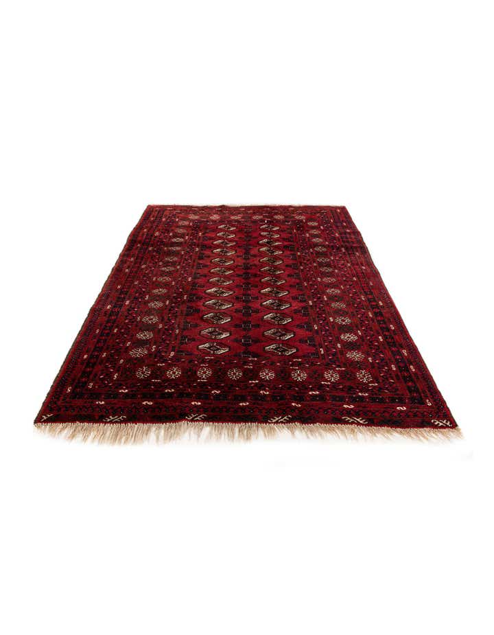 4' 6 x 6' 1 Hand Knotted Afghan Akhche Wool Rug