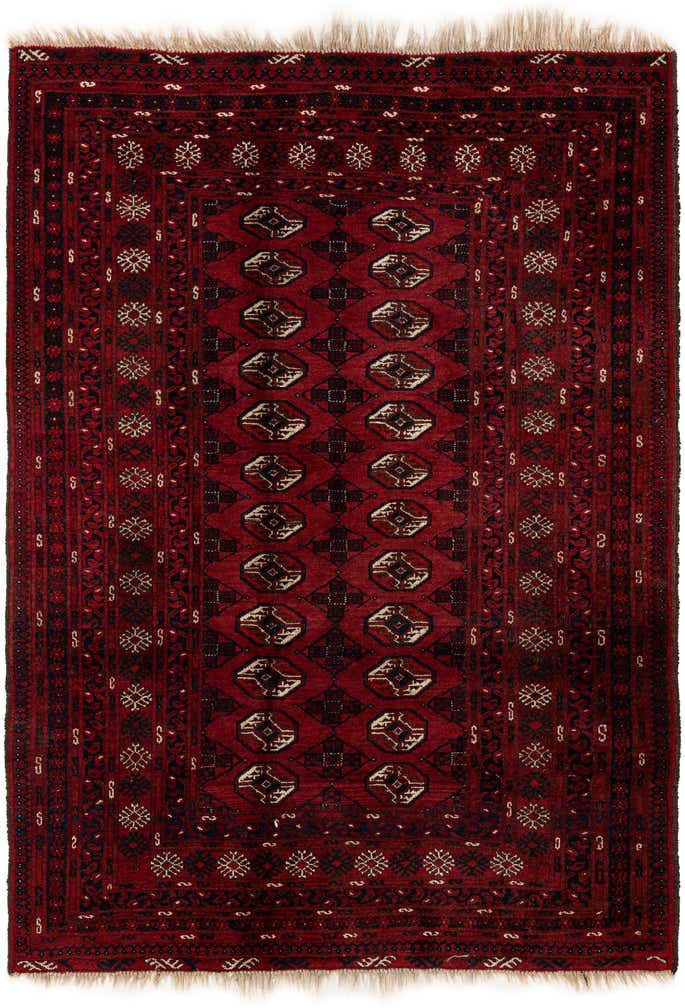 4' 6 x 6' 1 Hand Knotted Afghan Akhche Wool Rug