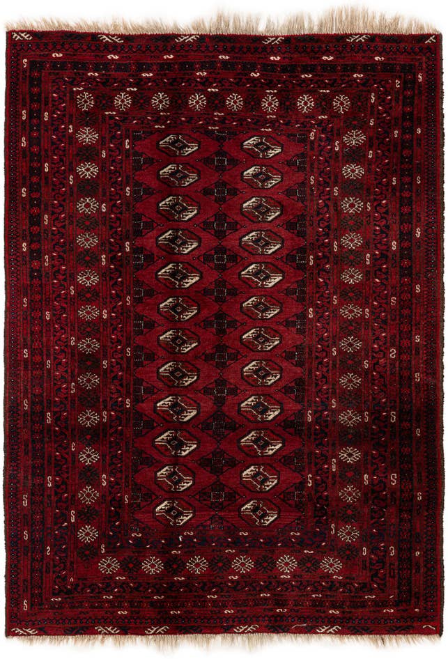 Detail image of 4' 6 x 6' 1 Hand Knotted Afghan Akhche Wool Rug