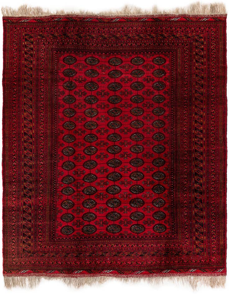 Detail image of 6' 8 x 9' 6 Hand Knotted Afghan Akhche Wool Rug