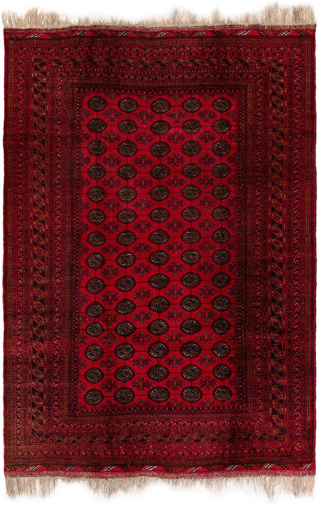 6' 8 x 9' 6 Hand Knotted Afghan Akhche Wool Rug
