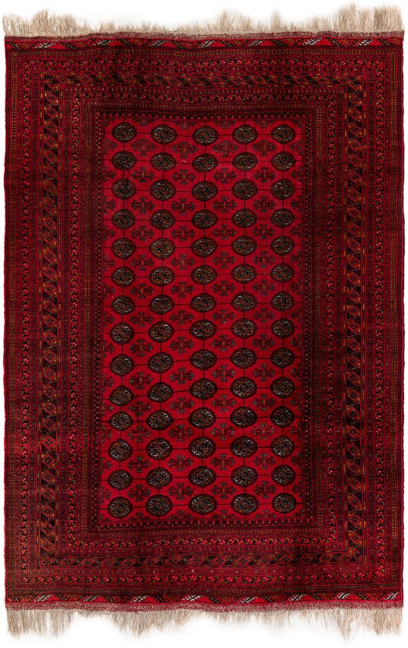 Detail image of 6' 8 x 9' 6 Hand Knotted Afghan Akhche Wool Rug