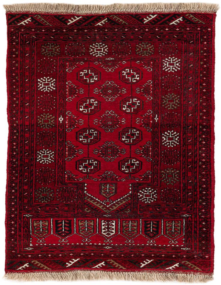 Detail image of 2' 5 x 4' Hand Knotted Afghan Akhche Wool Rug