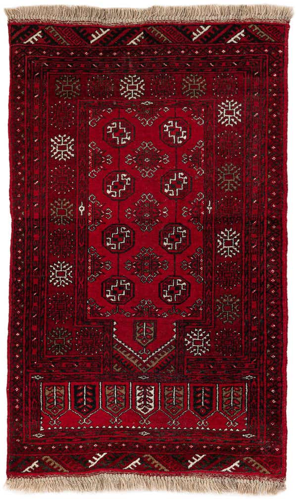 2' 5 x 4' Hand Knotted Afghan Akhche Wool Rug