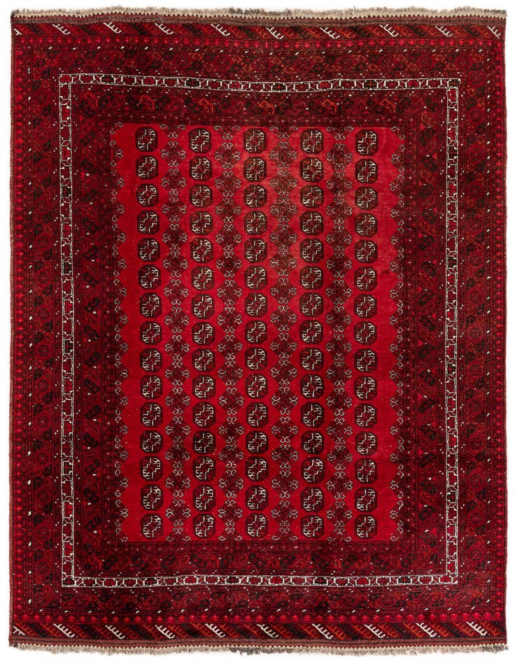 Detail image of 6' 10 x 9' 5 Hand Knotted Afghan Akhche Wool Rug