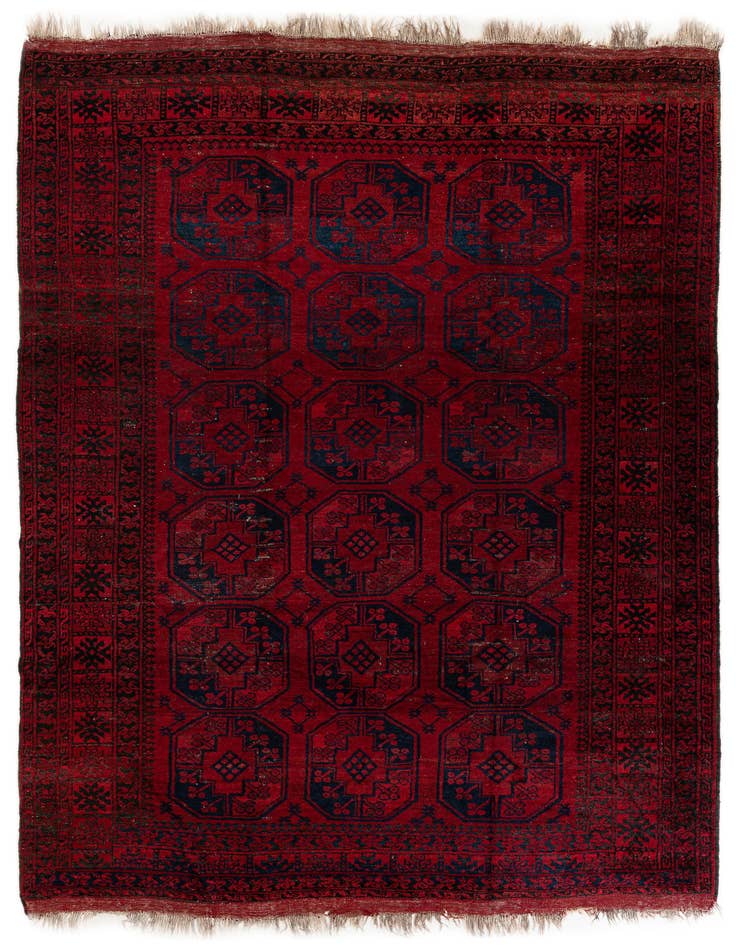 Detail image of 8' x 11' 3 Hand Knotted Afghan Akhche Wool Rug