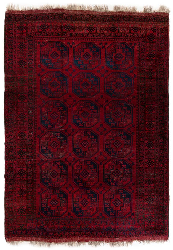 Detail image of 8' x 11' 3 Hand Knotted Afghan Akhche Wool Rug
