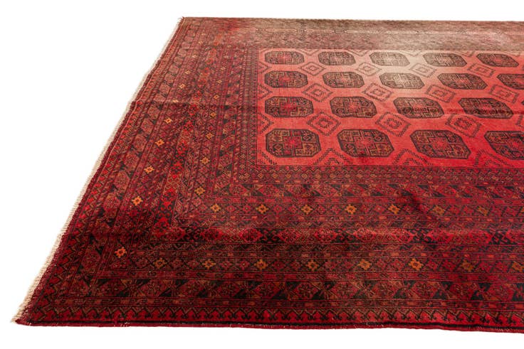 Detail image of 8' 7 x 11' 5 Hand Knotted Afghan Akhche Wool Rug