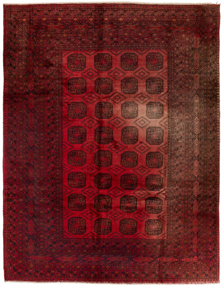 Detail image of 8' 7 x 11' 5 Hand Knotted Afghan Akhche Wool Rug