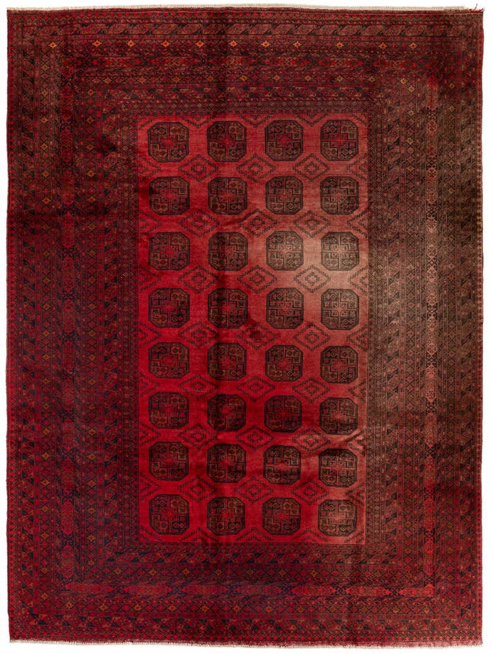 Detail image of 8' 7 x 11' 5 Hand Knotted Afghan Akhche Wool Rug