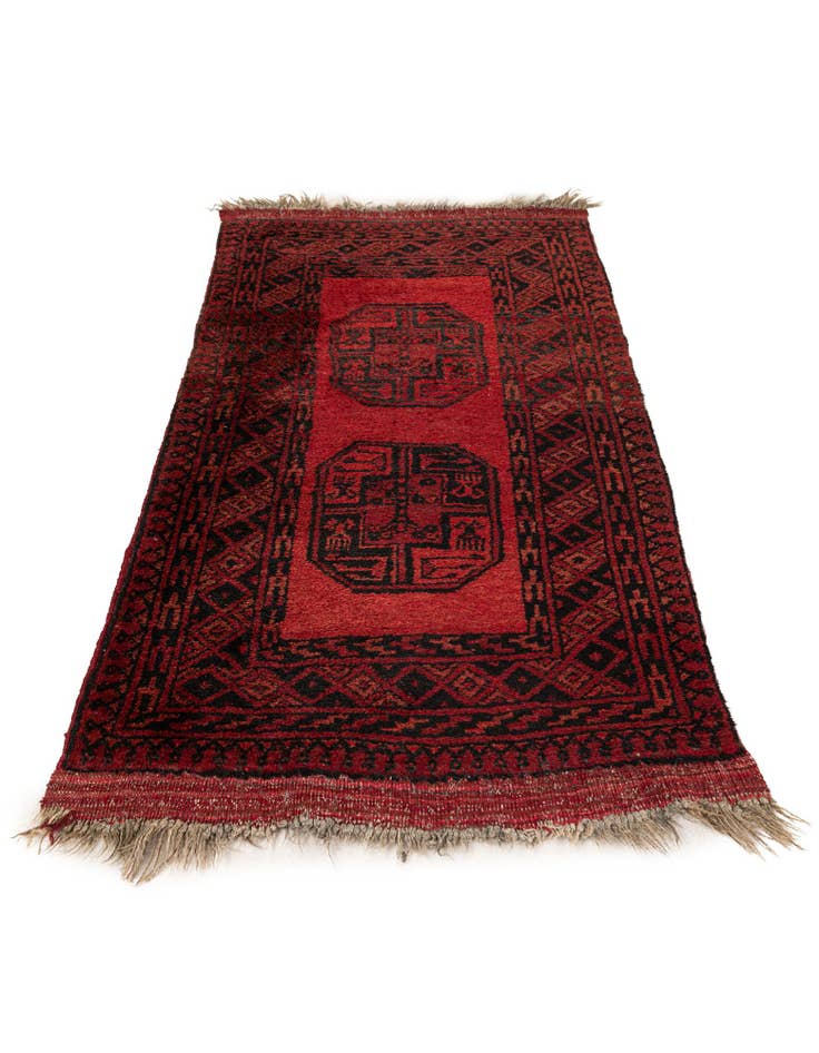 Detail image of 2' 3 x 4' 1  Hand Knotted Afghan Akhche Wool Rug