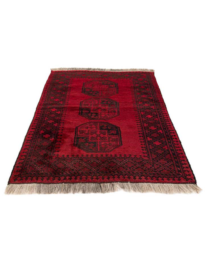 3' 9 x 4' 10 Hand Knotted Afghan Akhche Wool Rug
