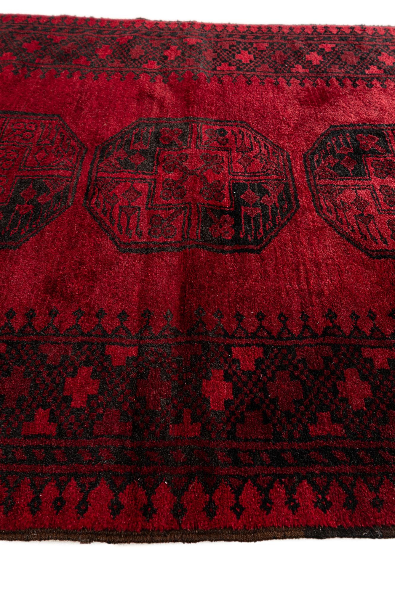 3' 9 x 4' 10 Hand Knotted Afghan Akhche Wool Rug