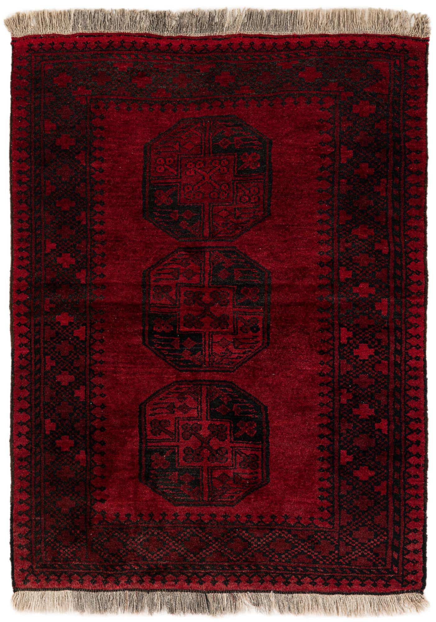 3' 9 x 4' 10 Hand Knotted Afghan Akhche Wool Rug