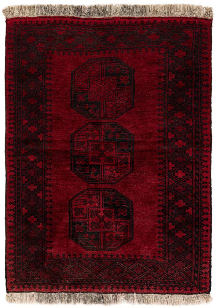 3' 9 x 4' 10 Hand Knotted Afghan Akhche Wool Rug