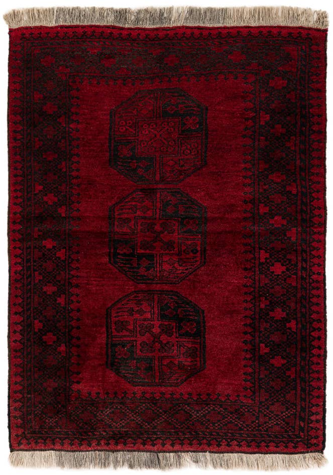 Detail image of 3' 9 x 4' 10 Hand Knotted Afghan Akhche Wool Rug