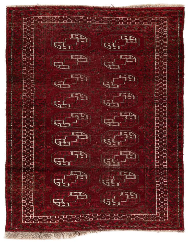 Detail image of 3' 10 x 7' 2 Hand Knotted Afghan Akhche Wool Rug