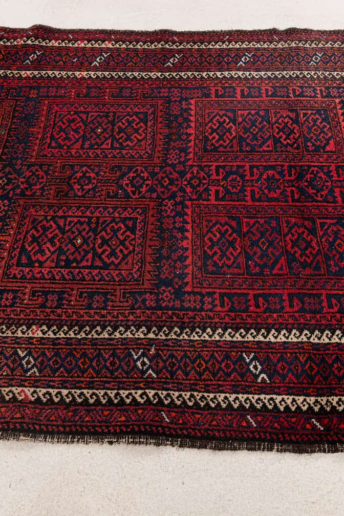 3' 3 x 5' 9 Hand Knotted Afghan Akhche Oriental Wool Rug