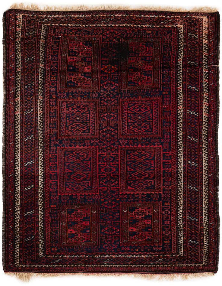 Detail image of 3' 3 x 5' 9 Hand Knotted Afghan Akhche Oriental Wool Rug