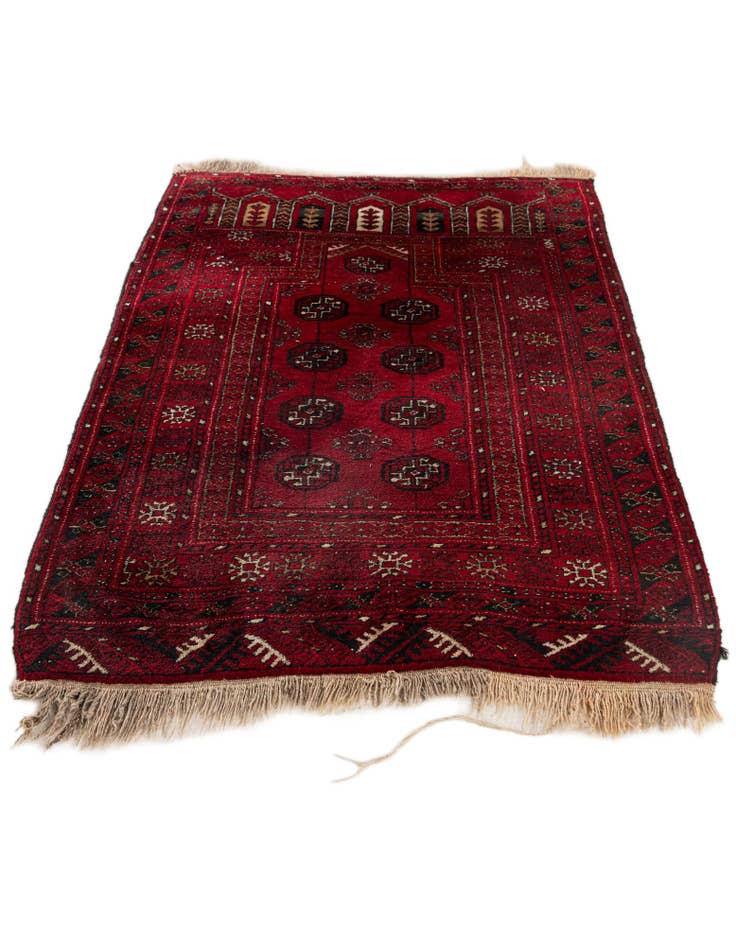 Detail image of 2' 6 x 3' 11 Hand Knotted Afghan Akhche Oriental Wool Rug
