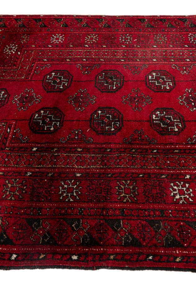 Detail image of 2' 6 x 3' 11 Hand Knotted Afghan Akhche Oriental Wool Rug