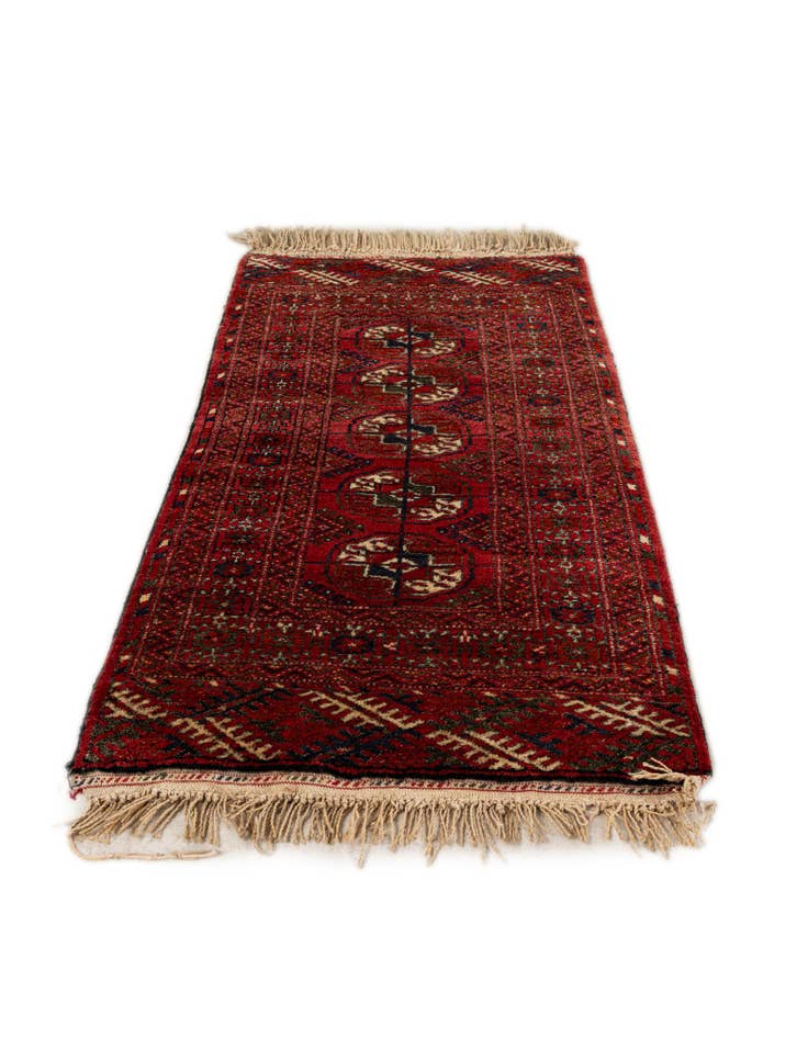 Detail image of 1' 11 x 3' 6  Hand Knotted Afghan Akhche Wool Rug