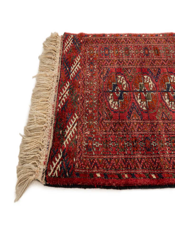 Detail image of 1' 11 x 3' 6  Hand Knotted Afghan Akhche Wool Rug