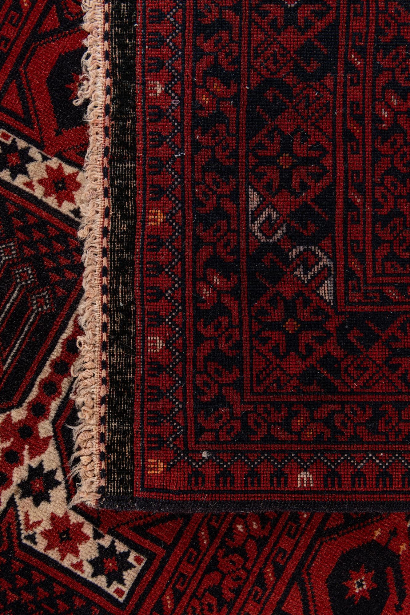 110cm x 200cm anudado a mano Afghan Akhche Alfombra Lana