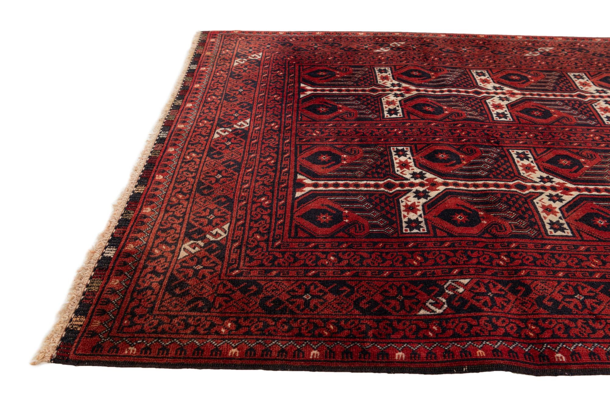 110cm x 200cm anudado a mano Afghan Akhche Alfombra Lana