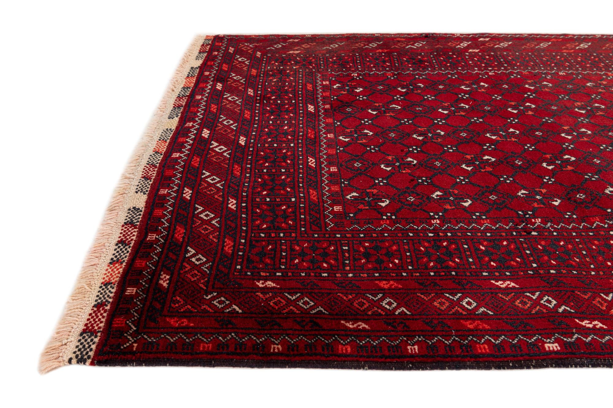 3' 5 x 6' 7 Hand Knotted Afghan Akhche Wool Rug