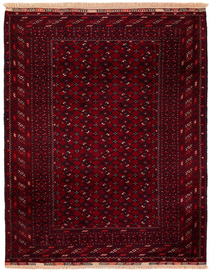 Detail image of 3' 5 x 6' 7 Hand Knotted Afghan Akhche Wool Rug