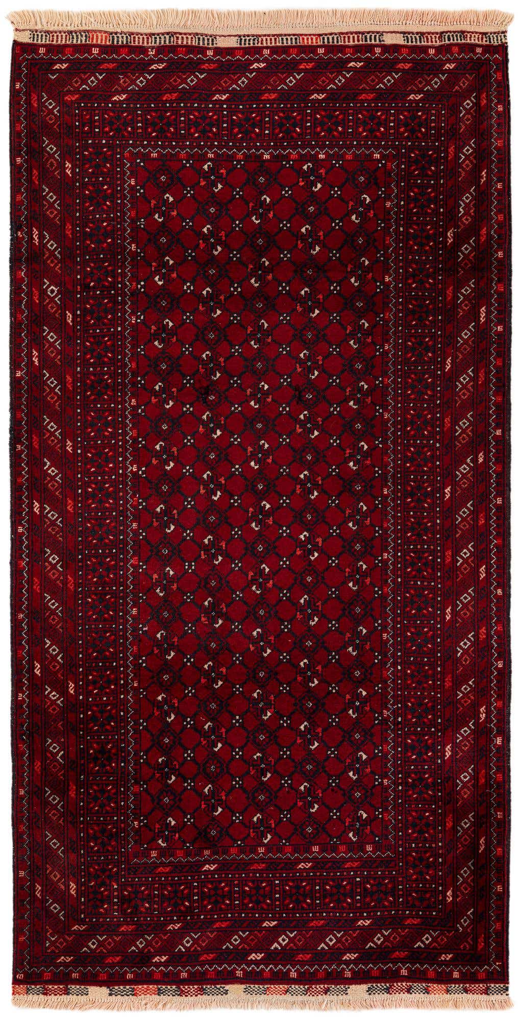 3' 5 x 6' 7 Hand Knotted Afghan Akhche Wool Rug