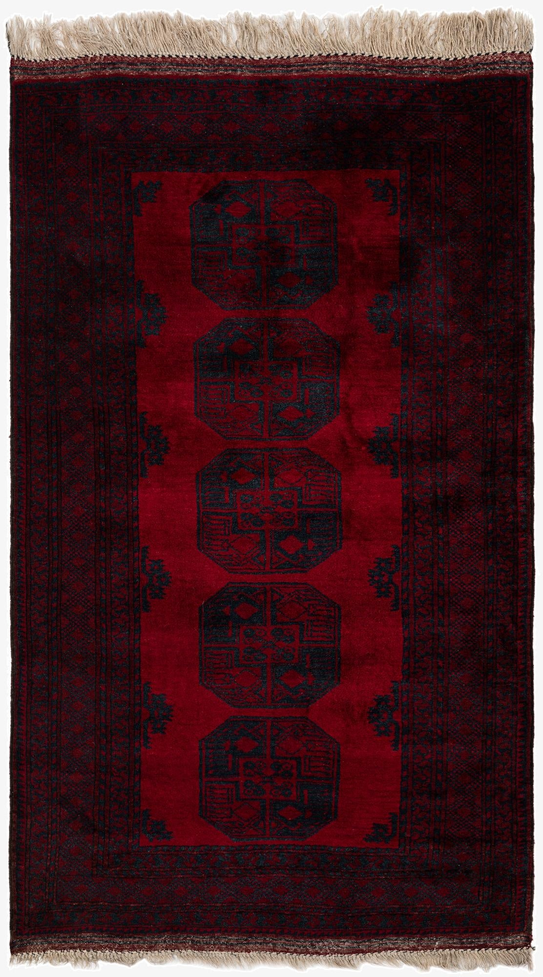 4' 5 x 7' 7  Hand Knotted Afghan Akhche Oriental Wool Rug