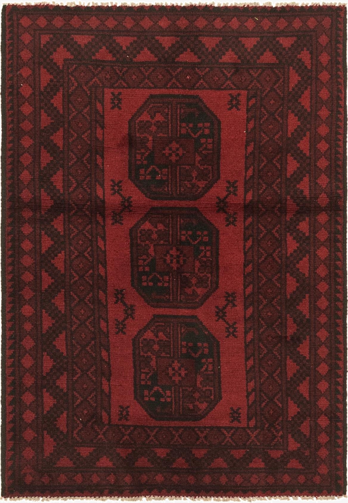 3' 3 x 4' 10  Hand Knotted Afghan Akhche Wool Rug