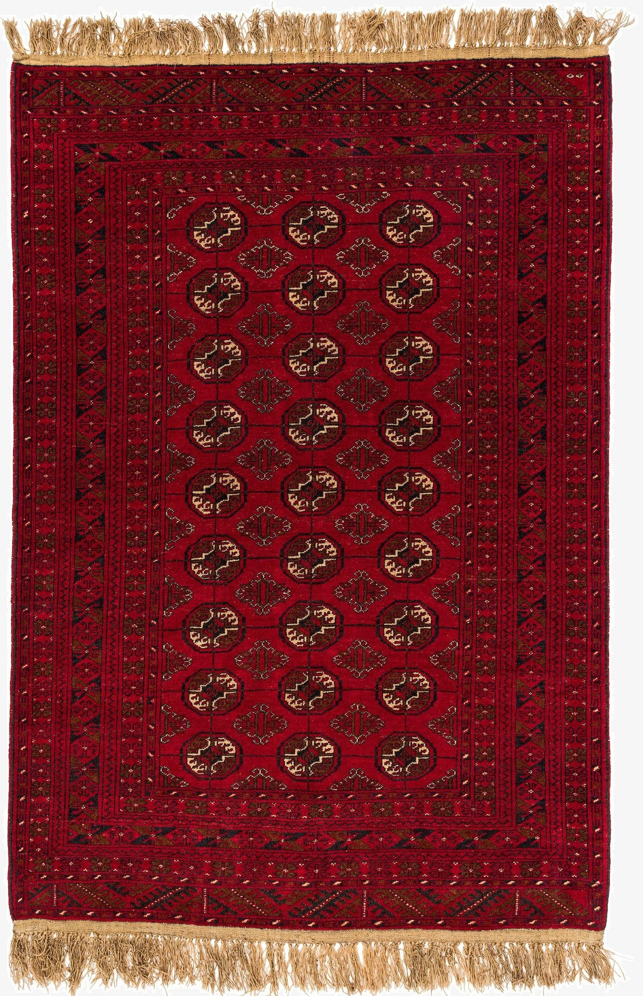 4' 2 x 6' 2  Hand Knotted Afghan Akhche Wool Rug