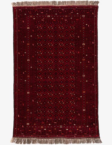 4' 3 x 6' 6 Hand Knotted Afghan Akhche Oriental Wool Rug